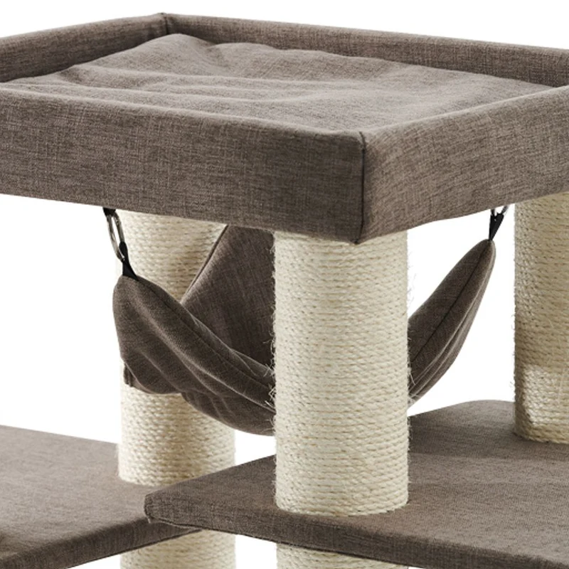 Nobby Katzen Kratzbaum HITAL - 85 x 50 x 157 cm - braun Leinenoptik - Hängematte