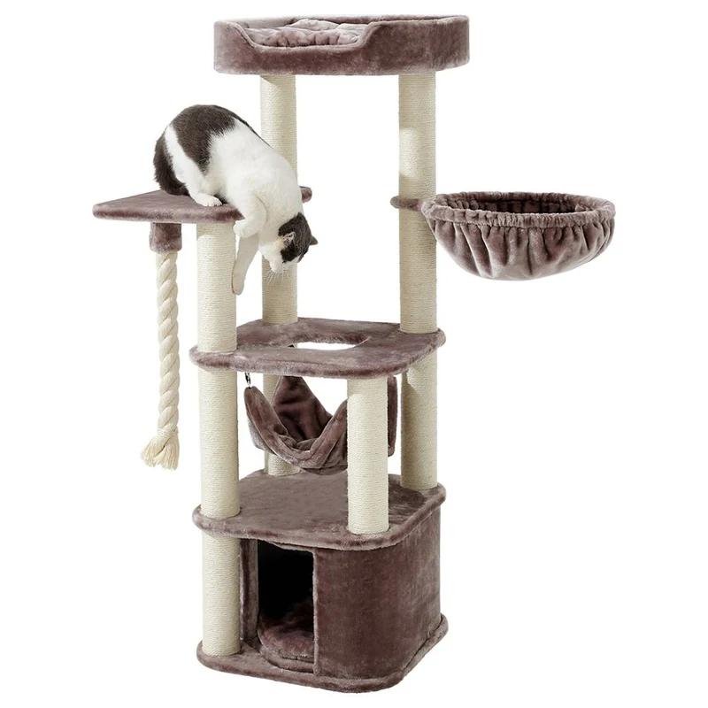 Nobby Katzen Kratzbaum Classic ZADA - 50 x 50 x 145 cm - Plüsch Höhle Hängematte