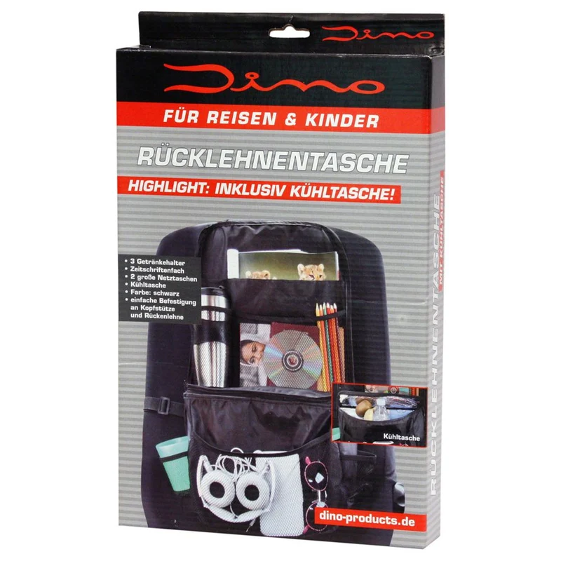 Dino Rückenlehnen-Tasche - Utensilientasche mit Isolierfach - Kofferraumtasche - Hundetasche