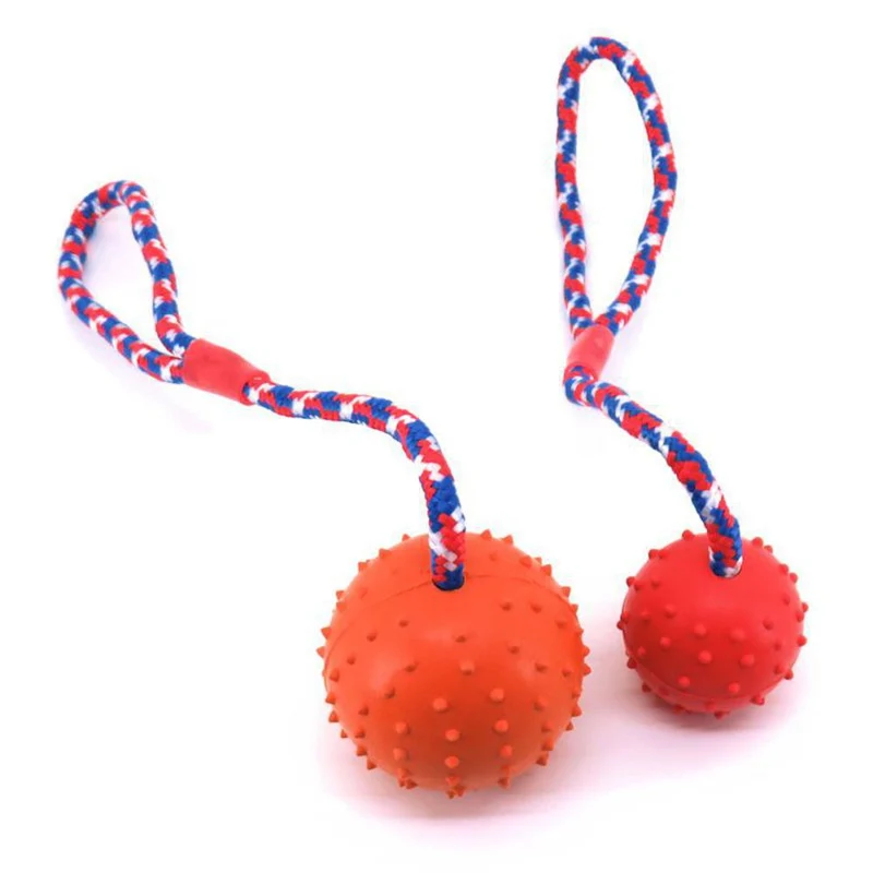 Nobby Vollgummi Ball mit Seil - Hundespiel Wurfseil Apportierspiel
