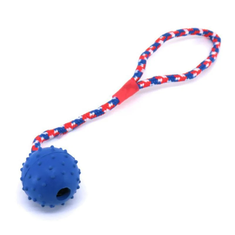 Nobby Vollgummi Ball mit Seil - Hundespiel Wurfseil Apportierspiel