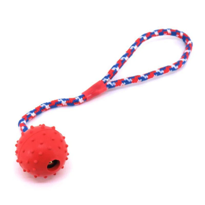 Nobby Vollgummi Ball mit Seil - Hundespiel Wurfseil Apportierspiel