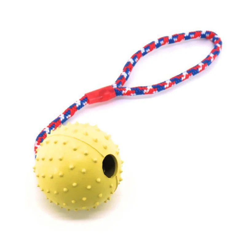 Nobby Vollgummi Ball mit Seil - Hundespiel Wurfseil Apportierspiel