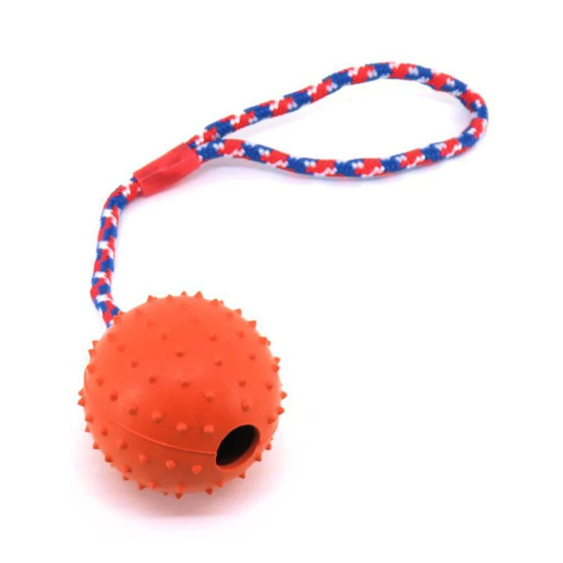 Nobby Vollgummi Ball mit Seil - Hundespiel Wurfseil Apportierspiel