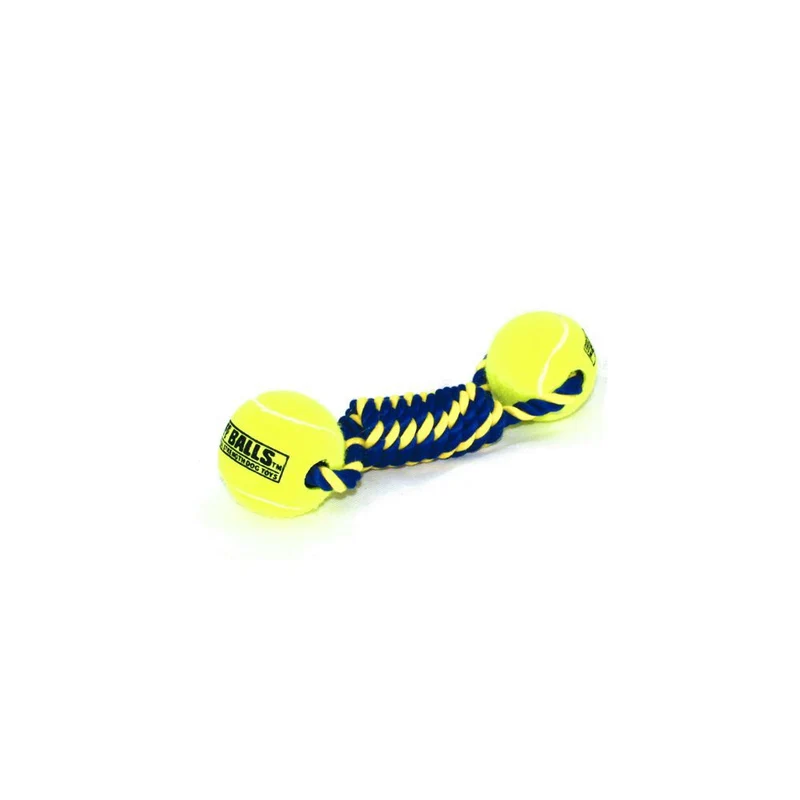 PetSport Knotenseil mit Tennisball - Baumwoll-Spieltau Ball Kauseil Zerrspiel