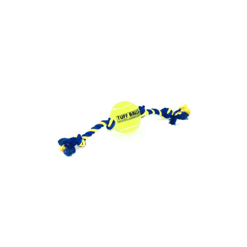 PetSport Knotenseil mit Tennisball - Baumwoll-Spieltau Ball Kauseil Zerrspiel