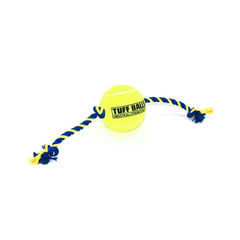 PetSport Knotenseil mit Tennisball - Baumwoll-Spieltau Ball Kauseil Zerrspiel