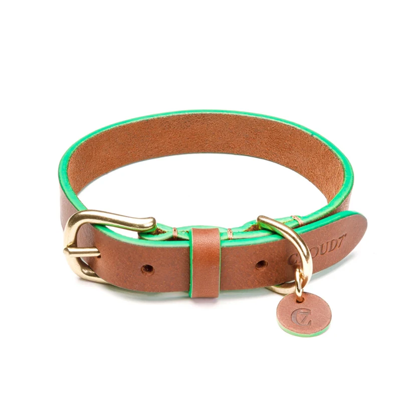 Hundehalsband Kings Park, Cognac/Green