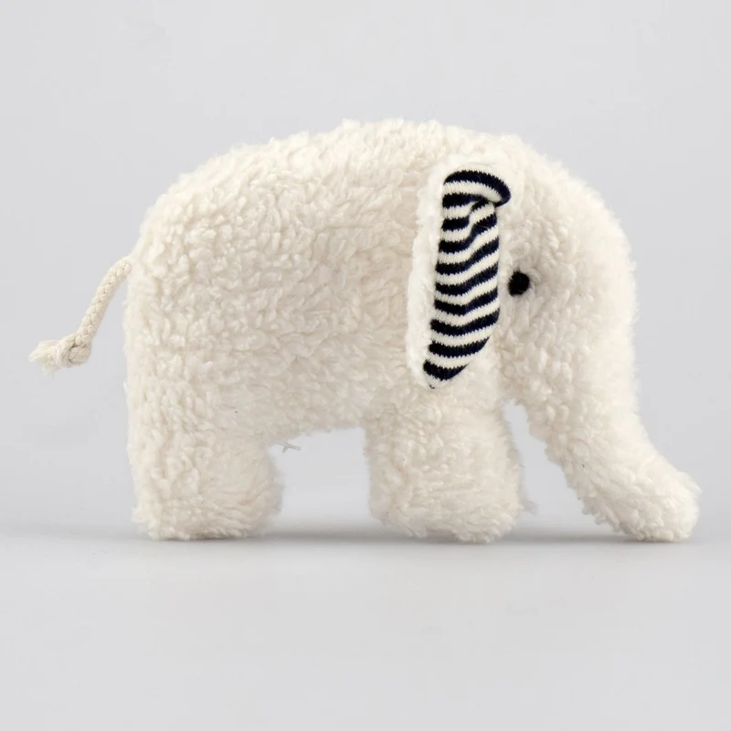 Greifling Elefant natur-blau - mit Rassel / mit Schafwollfüllung / mit Kirschkernfüllung