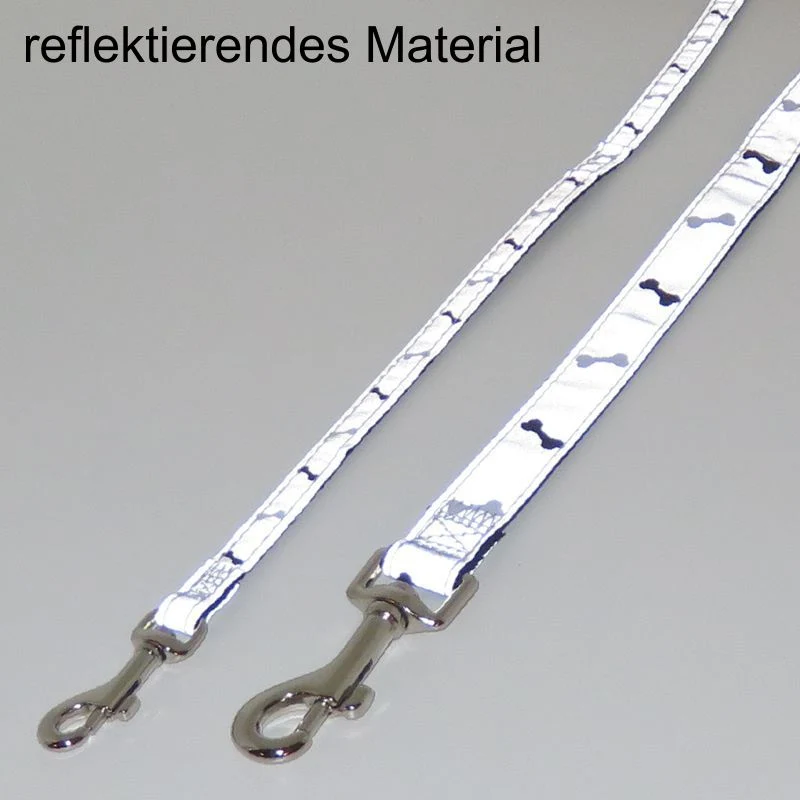 Nobby Leine REFLEKTOR BONE schwarz-grau - 120 cm lang - Nylon Hundeleine 1,2 m