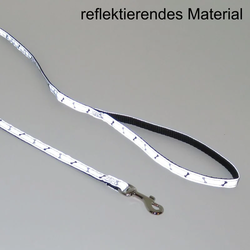 Nobby Leine REFLEKTOR BONE schwarz-grau - 120 cm lang - Nylon Hundeleine 1,2 m