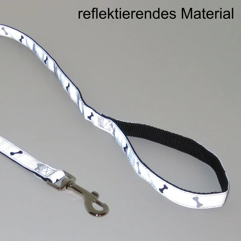 Nobby Leine REFLEKTOR BONE schwarz-grau - 120 cm lang - Nylon Hundeleine 1,2 m