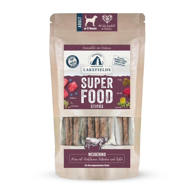 Hundeleckerli SUPERFOOD Sticks Weiderind