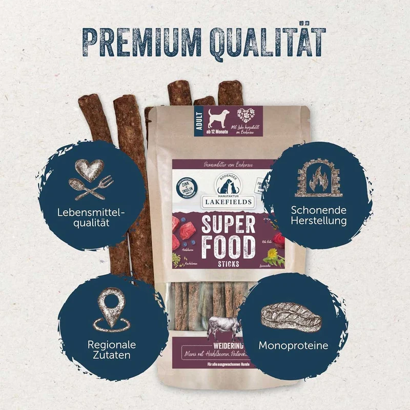 Hundeleckerli SUPERFOOD Sticks Weiderind