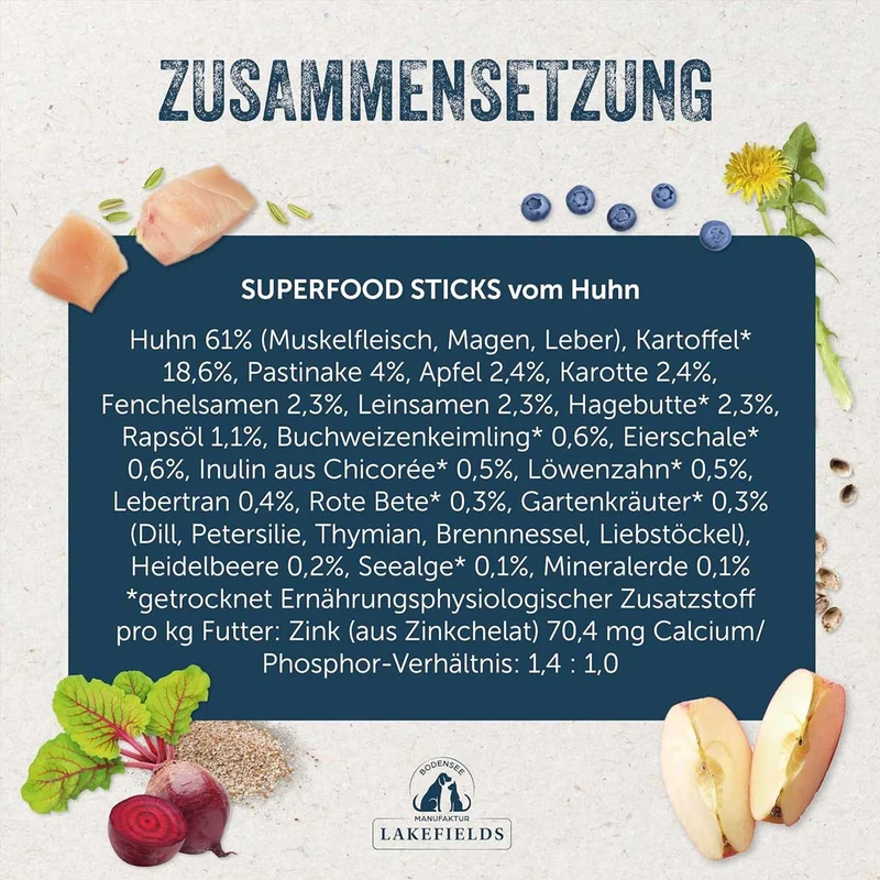 Hundeleckerli SUPERFOOD Sticks Landhuhn