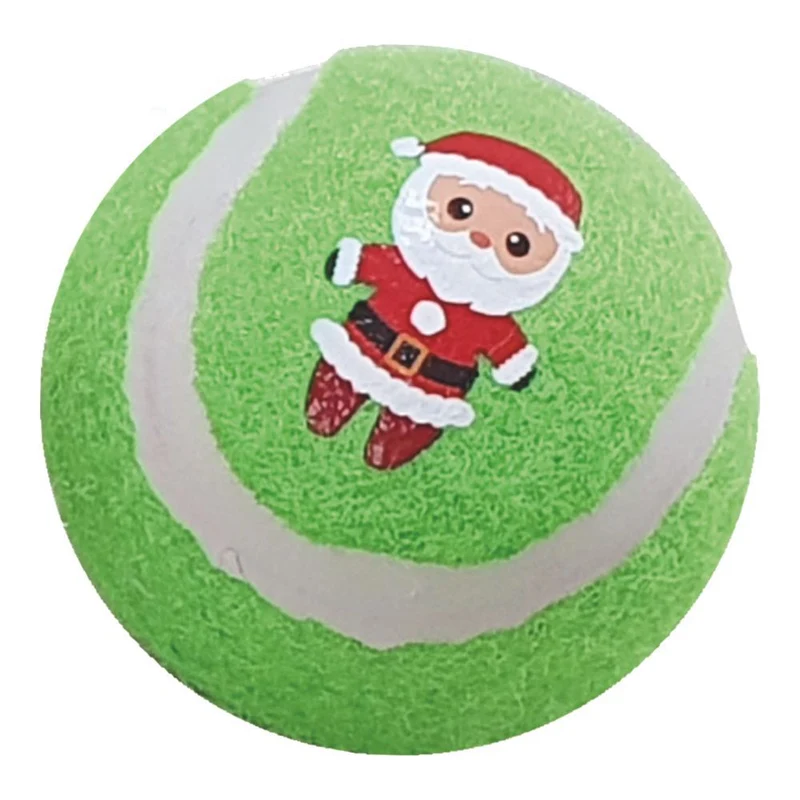 Nobby XMAS Tennisball - S/M - blau grün rot weiß - Apportierspiel Ball für Hund