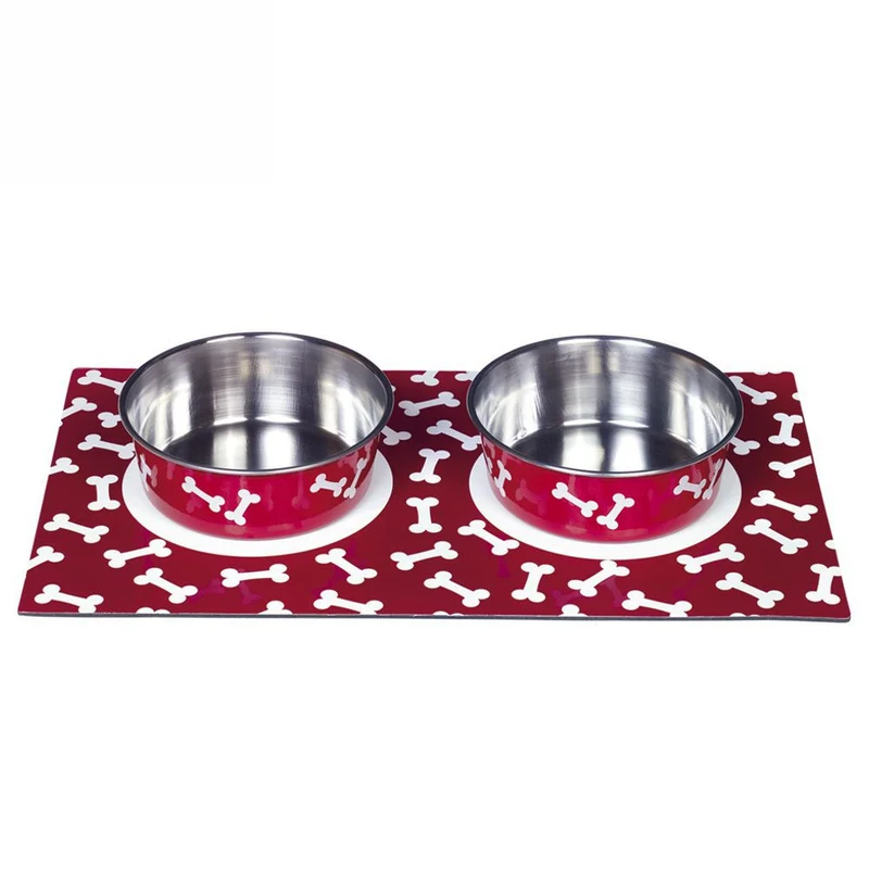 Nobby Magnetic-Set - 2x Napf - magnetische Unterlage - Futter Wasser Hundenapf