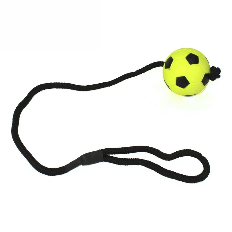 Nobby Moosgummi Ball mit Seil - 6 cm - Fußball Wurfsseil Hund Apportierspielzeug