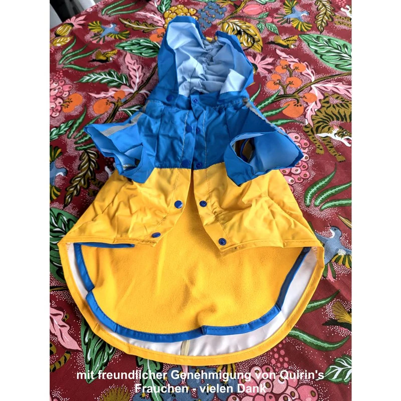 Karlie Regenmantel Sportiv 2in1 - blau gelb Hundemantel Hundepullover Regenjacke