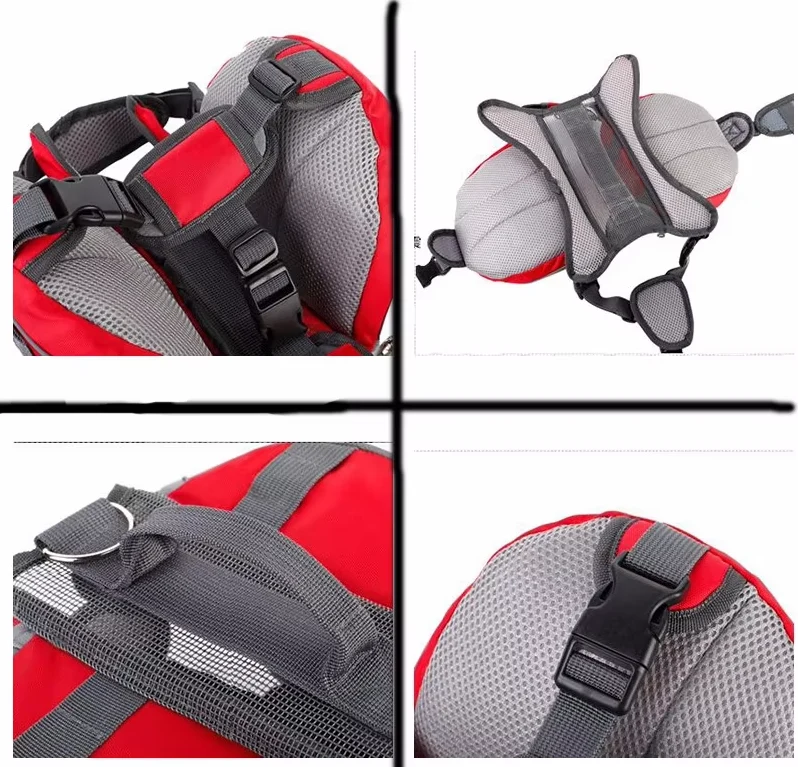 Hunde-Rucksack für Outdoor-Aktivitäten – Verstellbar und Wasserdicht in Rot und Grau