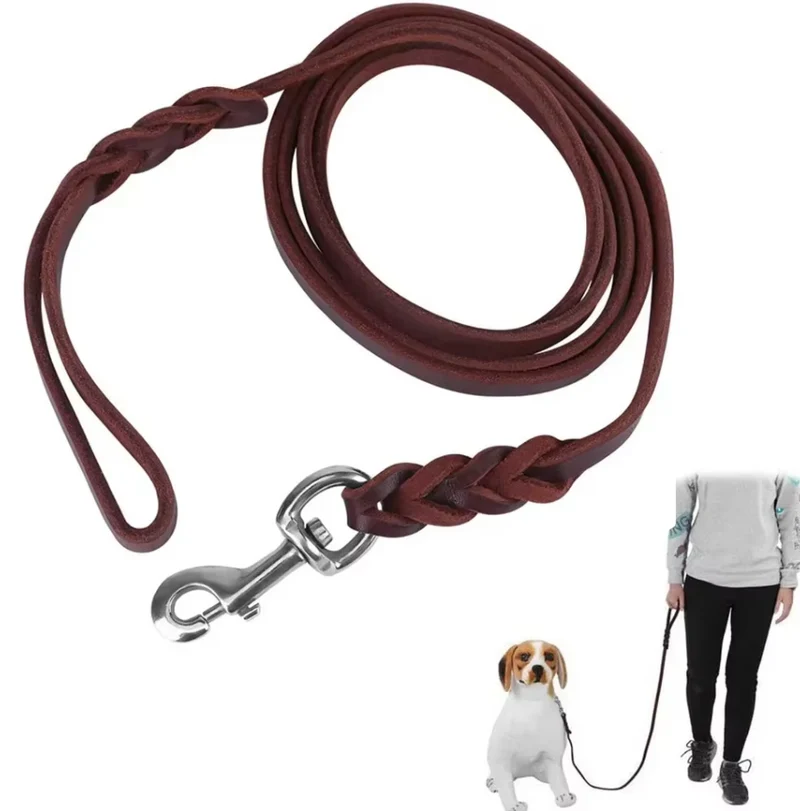 Leder Hundeleine mit Goldener Karabiner – Robustes und Elegantes Hundezubehör