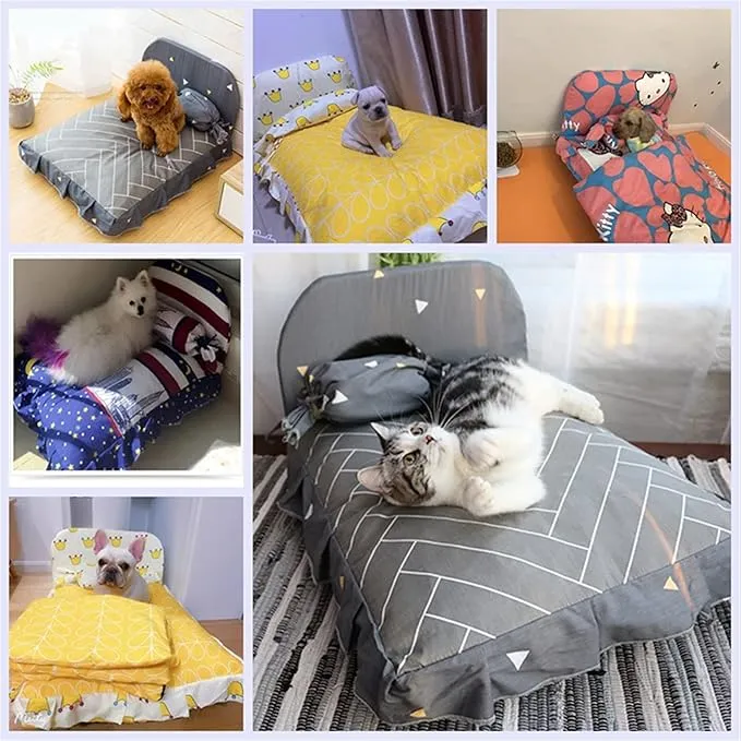 Katzenbett mit Rückenlehne – Bequemes Haustierbett mit Kissen für Katzen und kleine Hunde