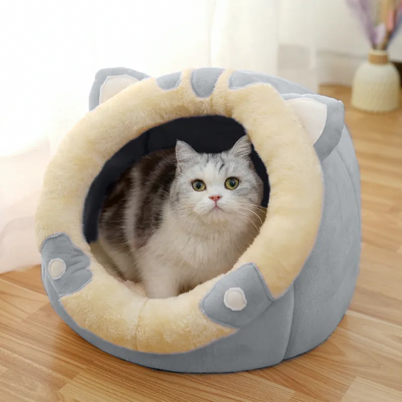 Katzenhöhle mit Ohren-Design – Weiches Haustierbett für Katzen zum Kuscheln