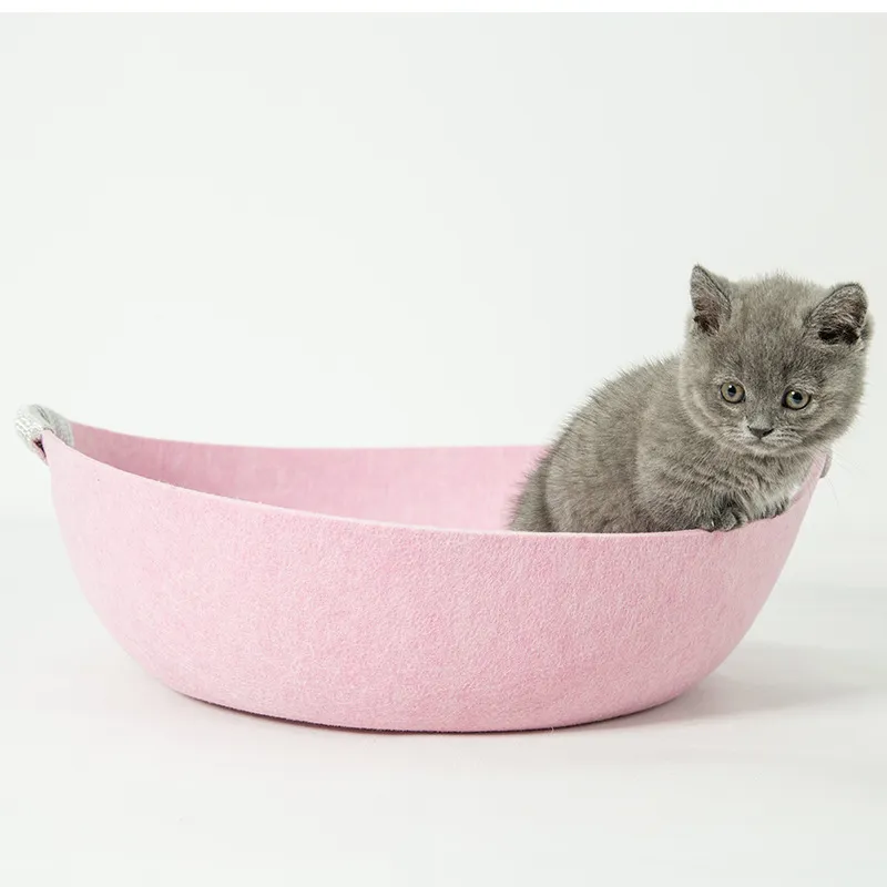 Haustierbett Aus Filz für Katzen – Weiches Komfortables Körbchen mit Griffen