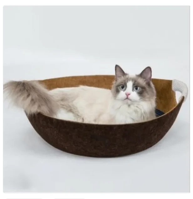 Haustierbett Aus Filz für Katzen – Weiches Komfortables Körbchen mit Griffen