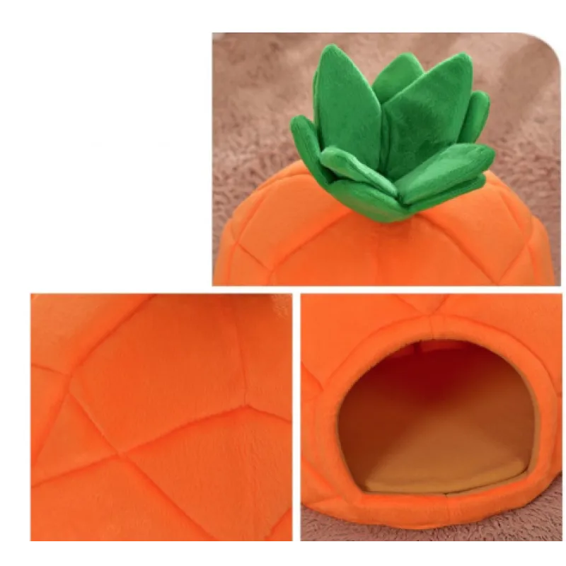 Katzenhöhle im Ananas-Design – Kuschelige Schlafhöhle für Katzen und kleine Hunde